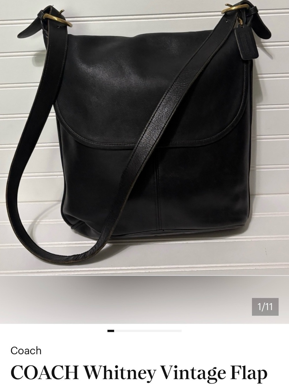 Coach Black Leather Flap Messenger Bag